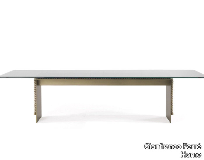 GLASGOW - Rectangular brass and glass dining table _ Gianfranco Ferré Home