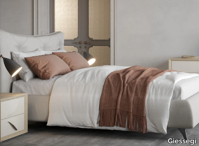 MARGOT - Leather storage bed with upholstered headboard _ Giessegi