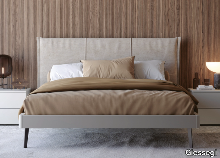 NARA - Wooden storage bed with upholstered headboard _ Giessegi