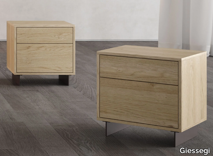 BERNA - Rectangular wooden bedside table with drawers _ Giessegi