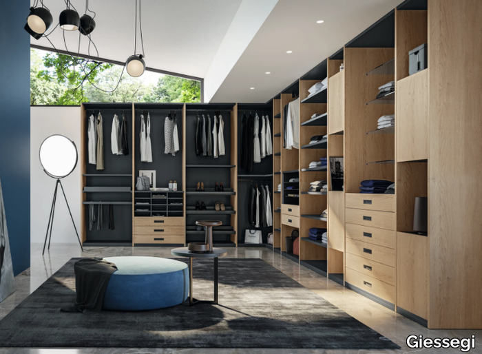 CA07 - Corner sectional wooden walk-in wardrobe _ Giessegi