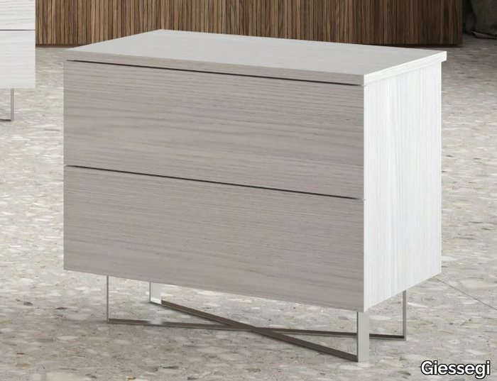 CAIRO - Rectangular wooden bedside table with drawers _ Giessegi