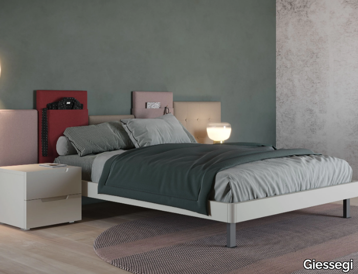 CITY - Fabric double bed with storage headboard _ Giessegi