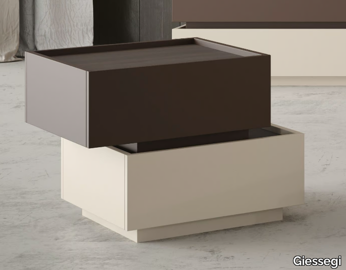 DOMINO - Rectangular wooden bedside table with drawers _ Giessegi