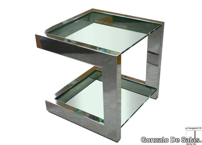 LISA - Square Glass and Stainless Steel side table _ Gonzalo De Salas