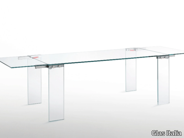 NAKED - Extending rectangular crystal table _ Glas Italia