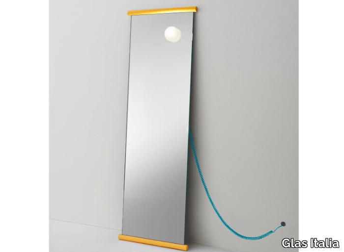 ECCO - Freestanding mirror with integrated lighting _ Glas Italia