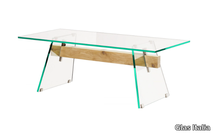 COMPRESSION - Wood and glass table _ Glas Italia