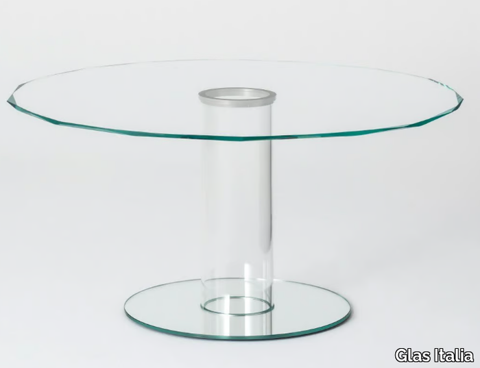 HUB CUT - Round crystal table _ Glas Italia