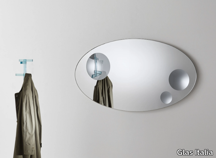 CELESTE - Oval wall-mounted crystal mirror _ Glas Italia