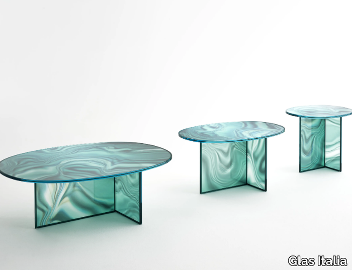 LIQUEFY - Oval crystal coffee table _ Glas Italia