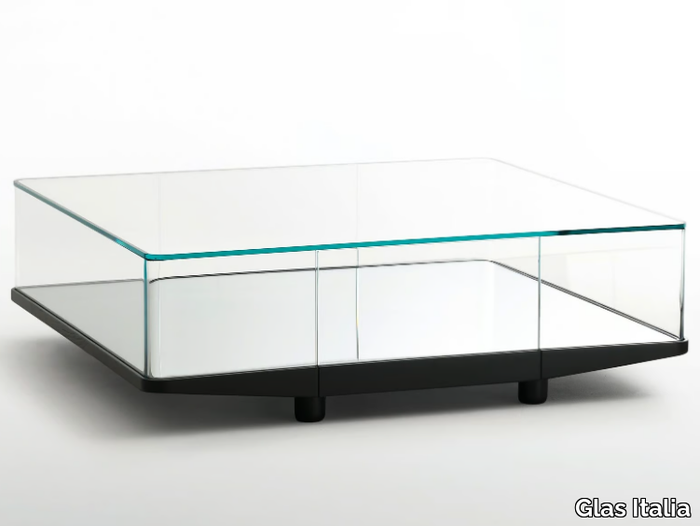 COLLECTOR - Square crystal coffee table with storage space _ Glas Italia