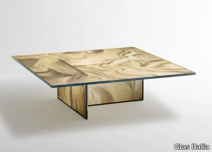 LIQUEFY - Low square crystal coffee table _ Glas Italia