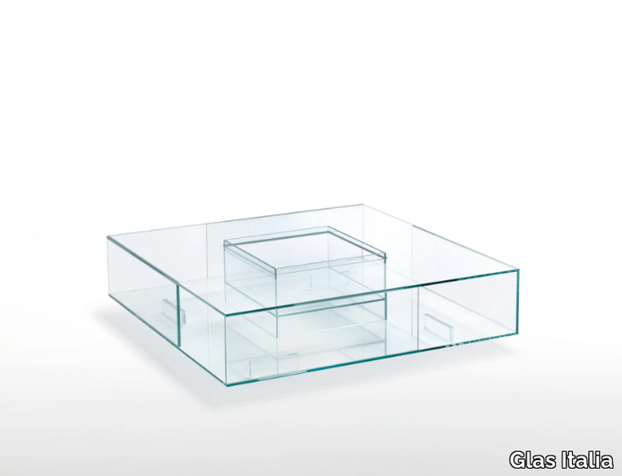 SEASONS - Low square crystal coffee table _ Glas Italia