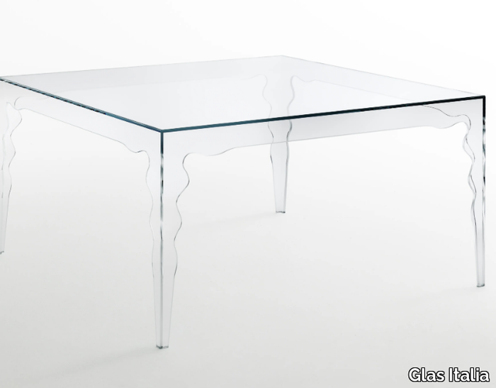 JABOT - Square crystal table _ Glas Italia