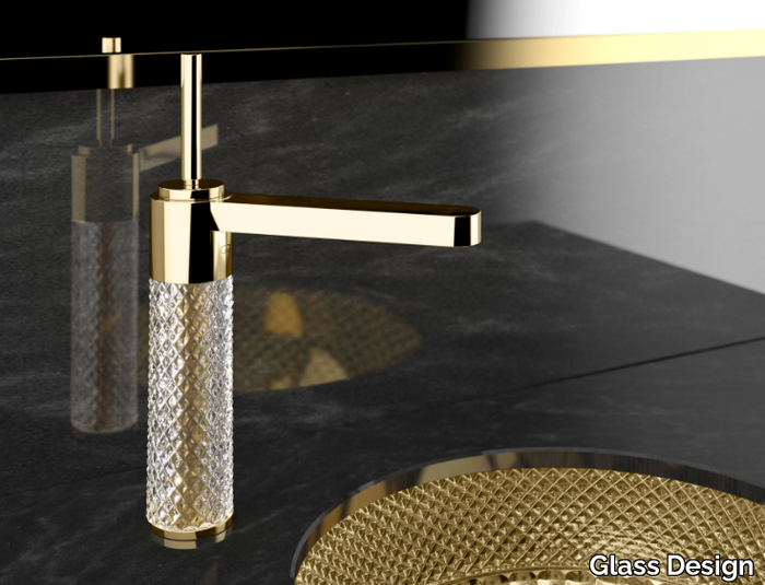 CWT - Single handle countertop crystal washbasin mixer _ Glass Design