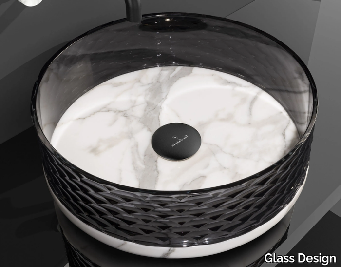 MARMOFUSION - Countertop round marble and crystal washbasin _ Glass Design