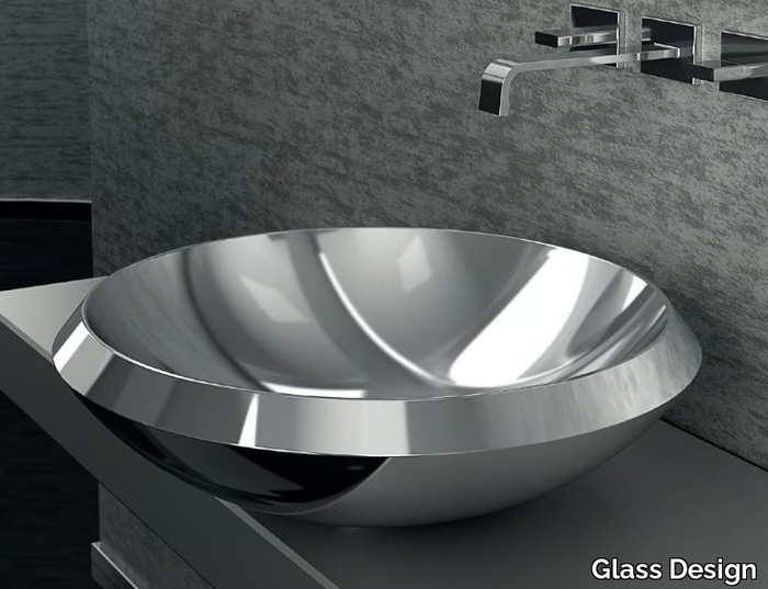 MITO - Countertop stainless steel washbasin _ Glass Design