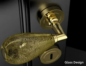 GOCCIA BLACK/ GOLD LEAF - Murano glass door handle _ Glass Design