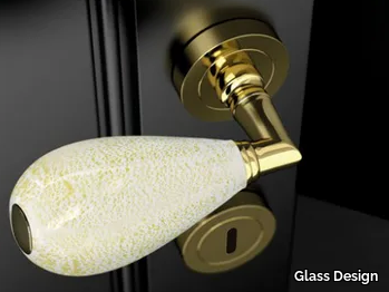 GOCCIA WHITE/ GOLD LEAF - Murano glass door handle _ Glass Design