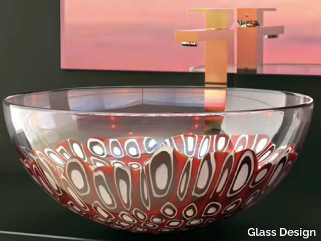 LAGUNA ROSSA - Countertop round Murano glass washbasin _ Glass Design