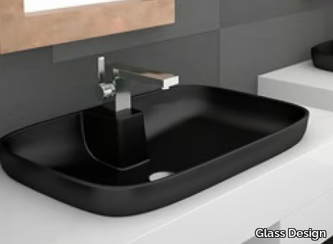 VOLCANO FL - Countertop rectangular washbasin _ Glass Design