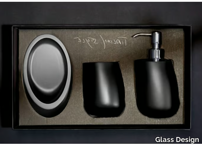 KLEISS SET BLACK - Countertop Vetro Freddo® soap dish _ Glass Design