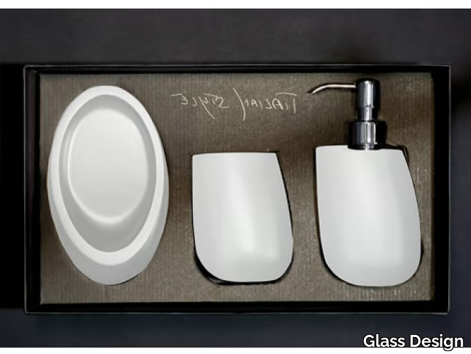 KLEISS SET WHITE - Countertop Vetro Freddo® soap dish _ Glass Design