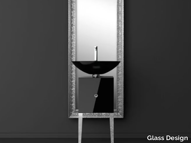 MONNALISA FLORENCE COLLIER BLACK - Single wooden vanity unit with mirror _ Glass Design