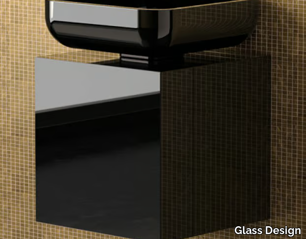 LEONARDO CUBUS BLACK JIMMY SMALL BLACK - Wooden vanity unit _ Glass Design