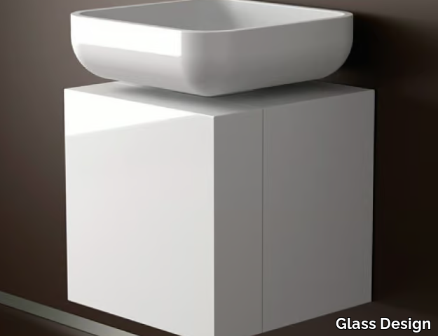 LEONARDO CUBUS WHITE JIMMY SMALL WHITE - Wooden vanity unit _ Glass Design