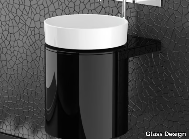 LEONARDO KOIN MEDIO BLACK RHO WHITE - Wooden vanity unit _ Glass Design