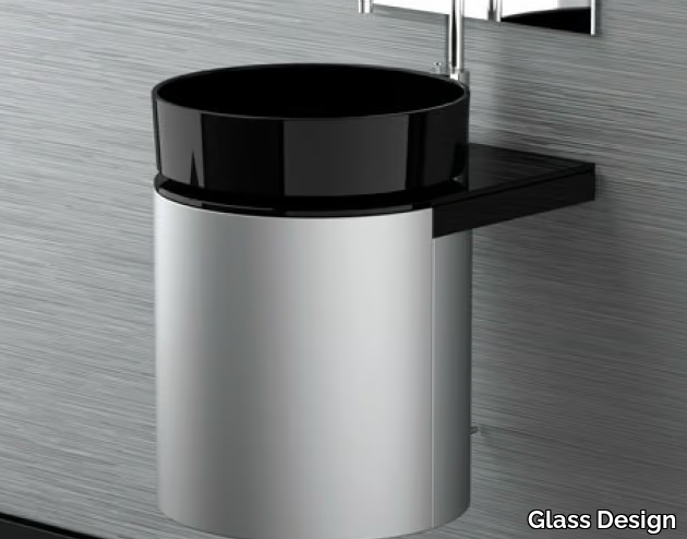 LEONARDO KOIN MEDIO DARK INOX RHO BLACK - Wooden vanity unit _ Glass Design