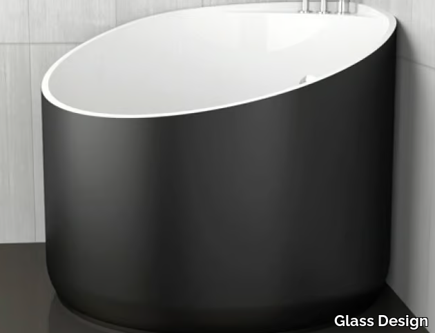 MINI STYLE BLACK - Corner round bathtub _ Glass Design