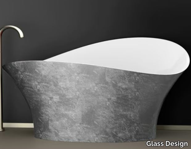 FLOWER STYLE SILVER - Freestanding silver leaf bathtub _ Glass Design