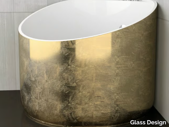 MINI STYLE GOLD - Corner gold leaf bathtub _ Glass Design