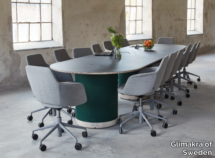 WOOFER - Oval meeting table with cable management _ Glimakra of Sweden