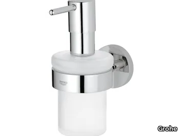 ESSENTIALS - Wall-mounted satin glass Bathroom soap dispenser _ Grohe