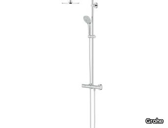 EUPHORIA SYSTEM 210 - Wall-mounted thermostatic shower panel with overhead shower _ Grohe