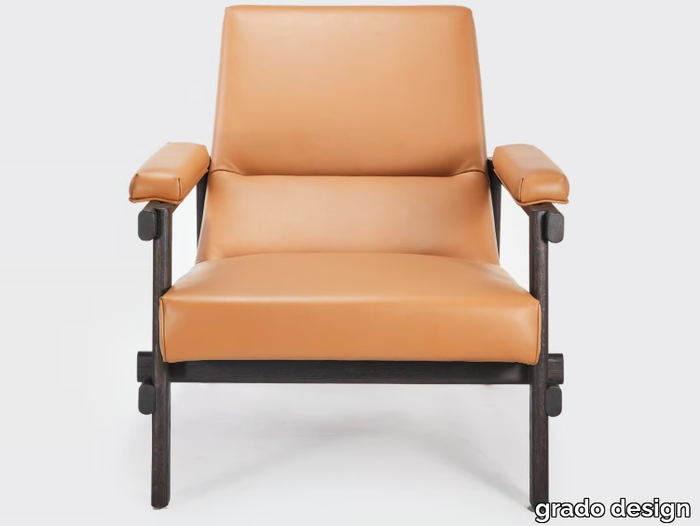 ARCHI LOUNGE - Leather armchair with armrests _ grado design