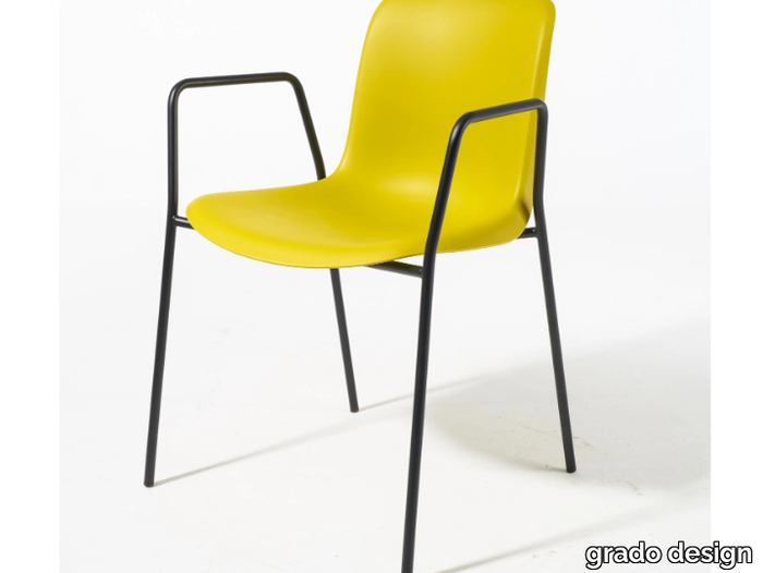 EVERY - Polypropylene chair with armrests and base in steel _ grado design