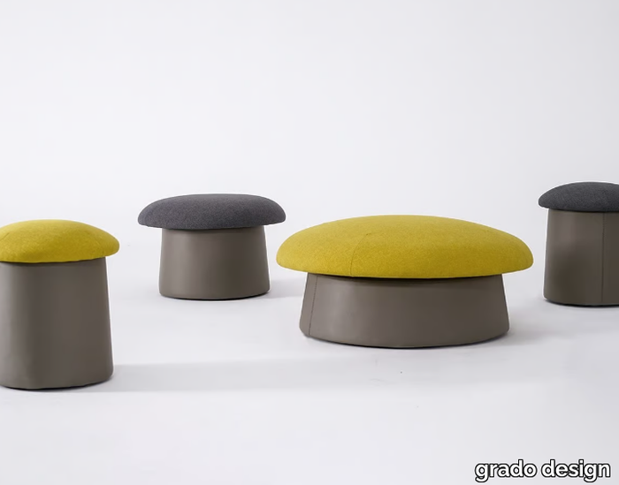 FUNGO - Upholstered round fabric pouf _ grado design