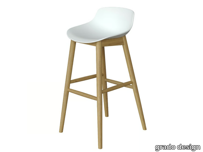 QUEEN - Stool with polypropylene shell and beech base _ grado design