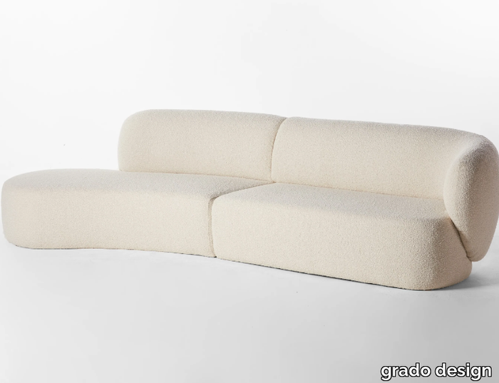 SWELL - 3 seater curved fabric sofa with chaise longue _ grado design