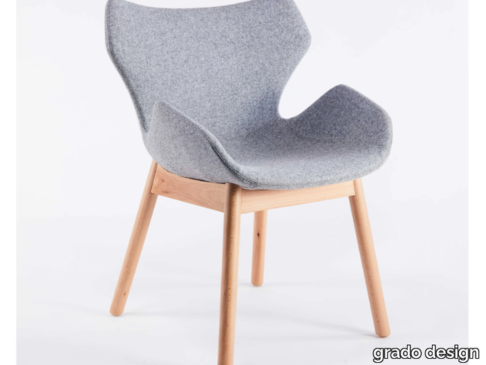 WINGS - Fabric chair with armrests and beech legs _ grado design