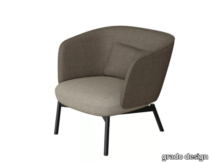 BEOS - Armchair with fabric armrests and steel base _ grado design