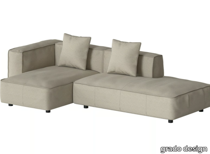 BUTTER SOFT - 2 seater fabric sofa with chaise longue _ grado design