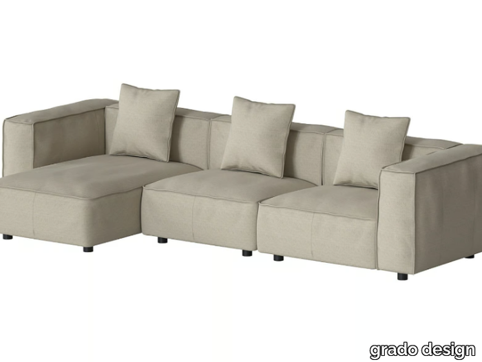 BUTTER SOFT - 3 seater fabric sofa with chaise longue _ grado design