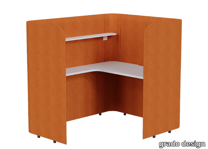 COSY - L-shaped office desk with sound absorbing screens _ grado design