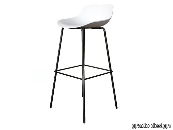 QUEEN - Stool with polypropylene shell and steel base _ grado design